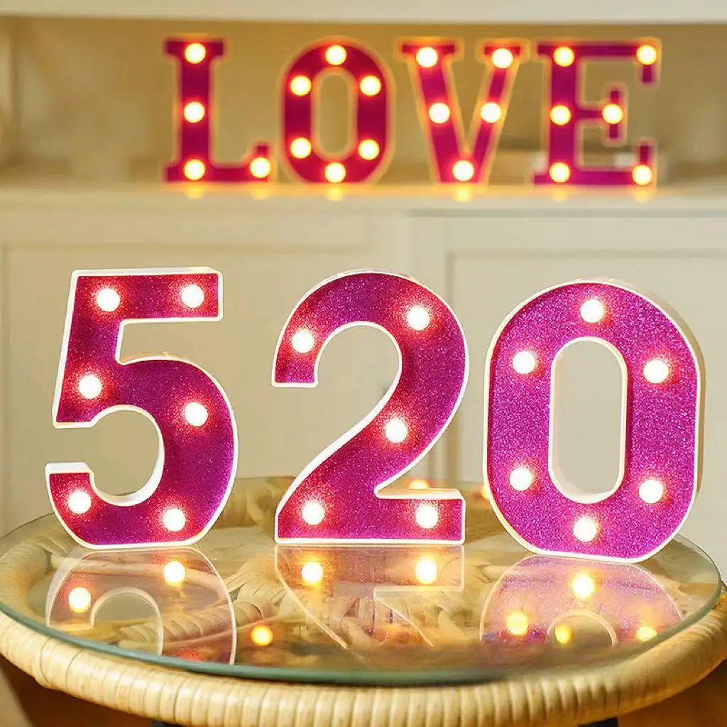 TRONSBOO Letras Con Luces LED, Letras De Marquesina Con Purpurina, Letras Del Alfabeto, Letreros Iluminados Por Pilas, Para Decoración De Fiestas Del Hogar, Bar Nocturno, Boda, Cumpleaños, Navidad