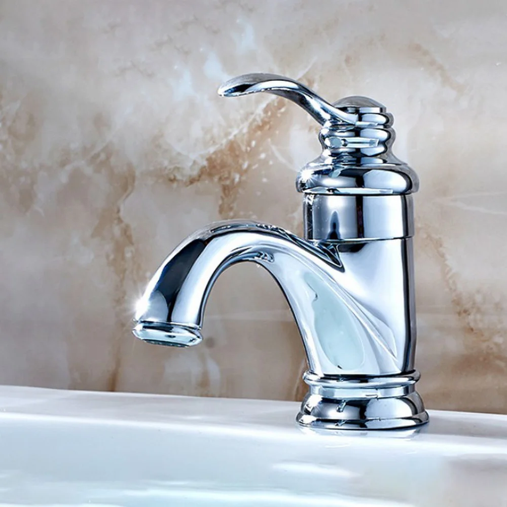 

Polished Chrome Concise Bathroom Faucet finish Basin Sink Faucet Single Handle water taps Nnf058