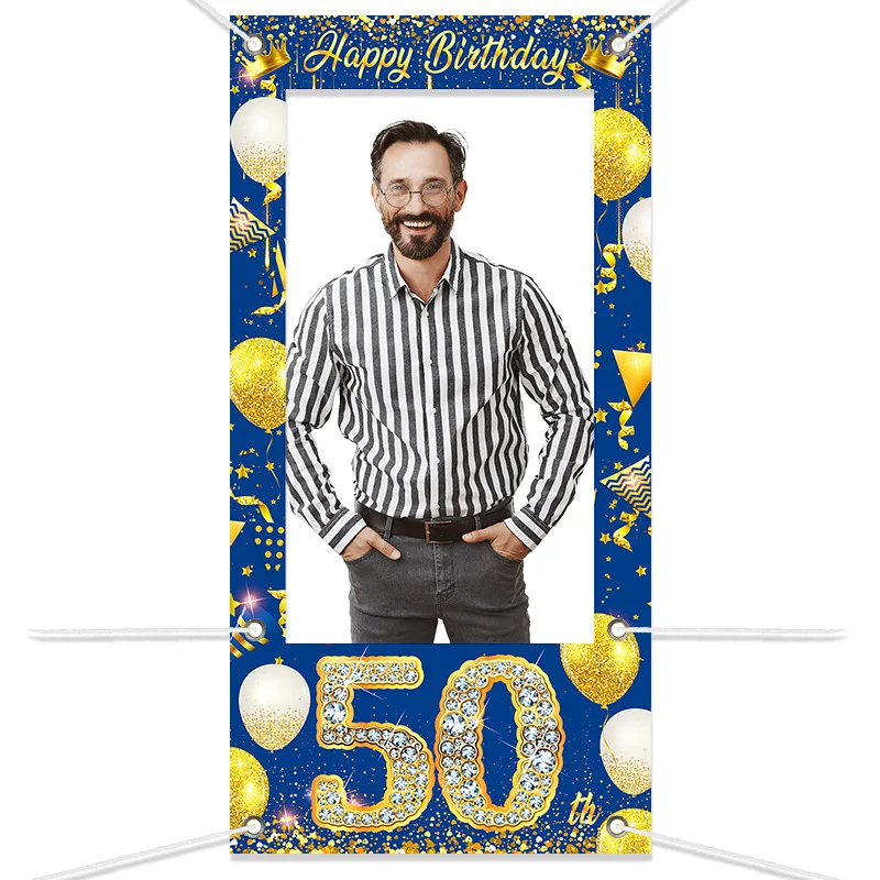 Invito per il 60° compleanno in blu navy e oro (modello modificabile) - Italia
