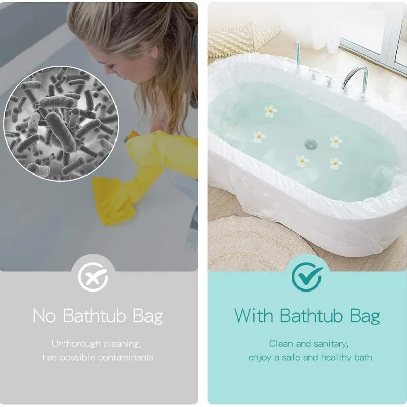 1-6PCS Bath Bag Travel Disposable Bathtub Cover Portable Bath Bucket Film Easy Liner Thickened Travel Hotel Shower Bags 1.2*2.6m 5