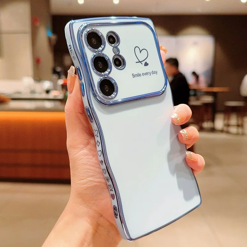 Electroplated Double Heart Large View Window Shockproof Case