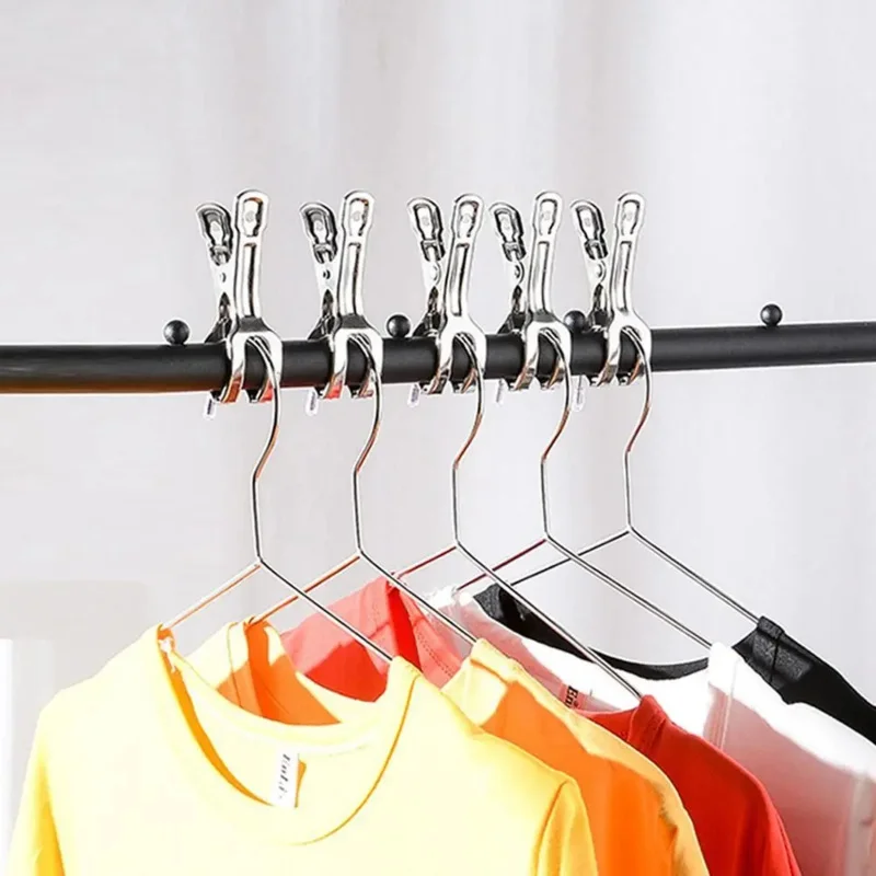 Beach Towel Clips 6PCS 9cm Large Beach Towel Clips Stainless Steel Strong Windproof Clothes Pegs Quilt Hanging Clip Reusable Non-slip Fixed