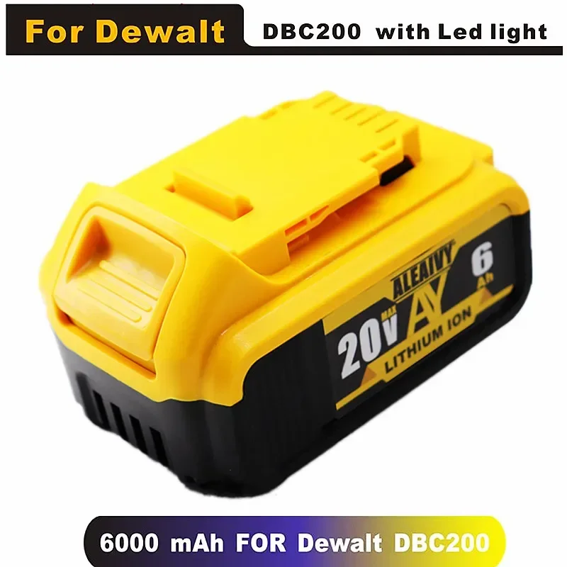 

20v 6.0Ah Max Replacement DCB200 for DeWalt DCB185 DCB203 DCB206 DCB181 DCB184 Rechargeable Lithium Battery 18V Power Tools