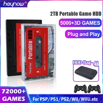 HEYNOW-외장 2 테라바이트 HDD 게임 하드 드라이브 디스크, PC 노트북 Windows Mac OS 72000 + 게임 콘솔 PS2 PS1 WII N64 WIIU SS NDS MD