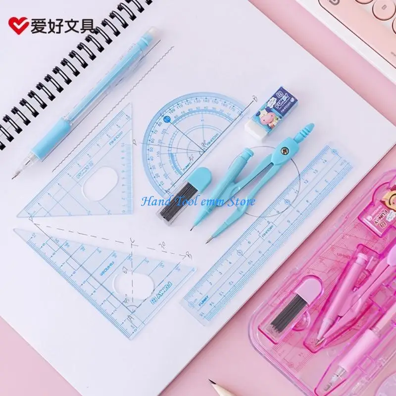 예술가 학생을 위한 H37F 전문 기하학 세트 플라스틱 눈금자 및 나침반, 그리기 도구, 제도 용품, 제도 도구
