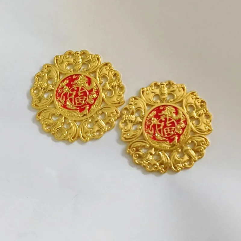 Wufu Linmen hollow spending ornament double-sided relief paint bat means spending money pendant Nafu home jewelry