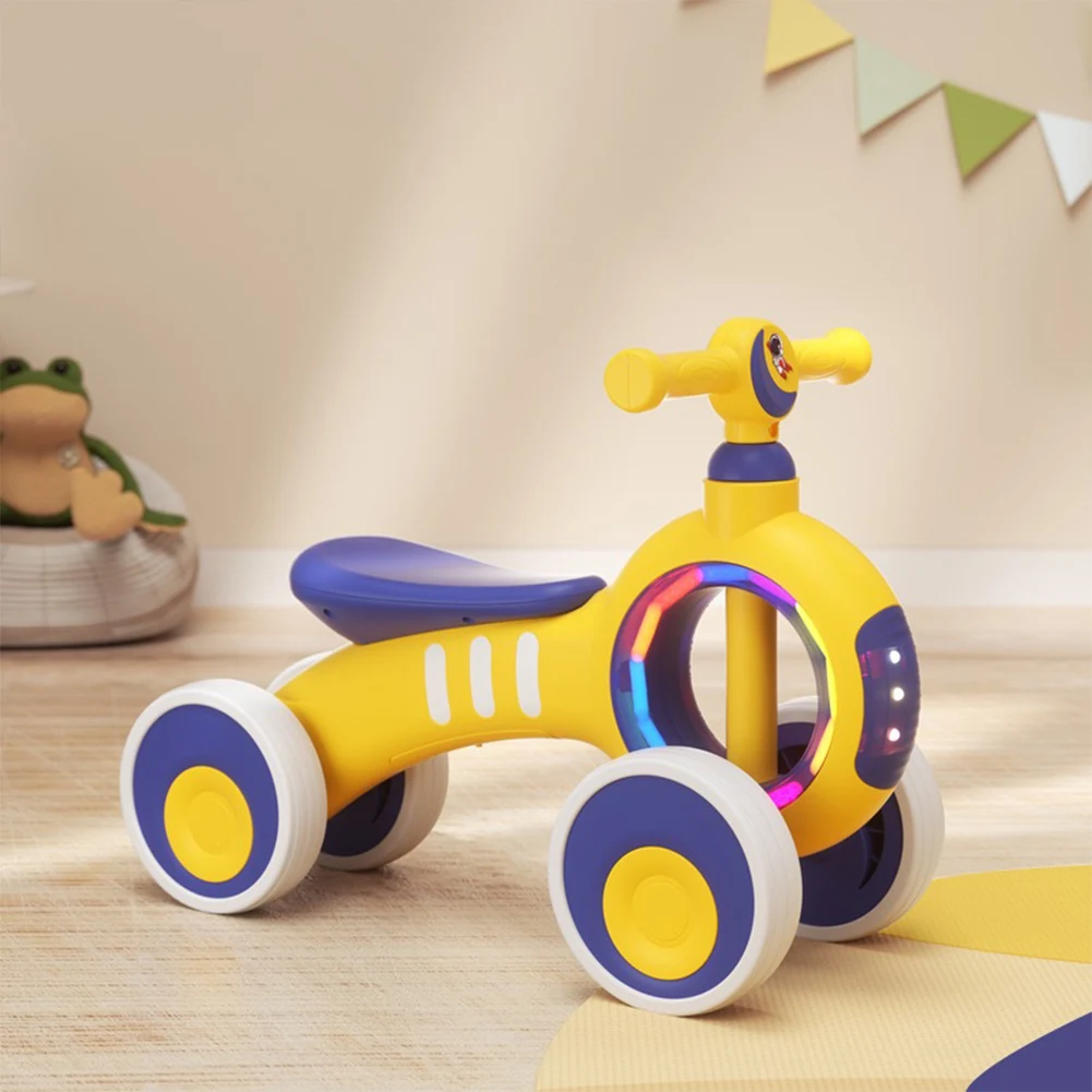 Kids Balance Bike 4 Wheel Kids Balance Bike Funny Toddler Training Bicycle Safe No Pedal Bike Wheel No Pedal Training Bicycle Gifts for Kids