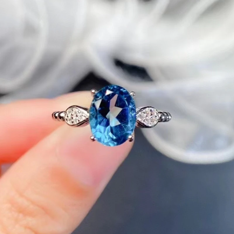 ADERSOR シルバーリング 青色ストーン シルバーアクセサリー メンズ シルバーリング 指輪 アイスブルー 青