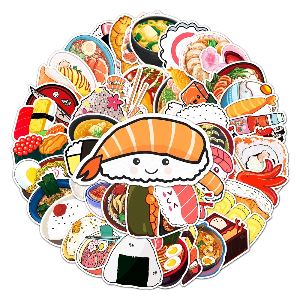 

10/50Pcs Cartoon Sushi Sticker Set Japanese Food Stickers for Journal Planner DIY Crafts Scrapbooking Diary Notebook Laptop