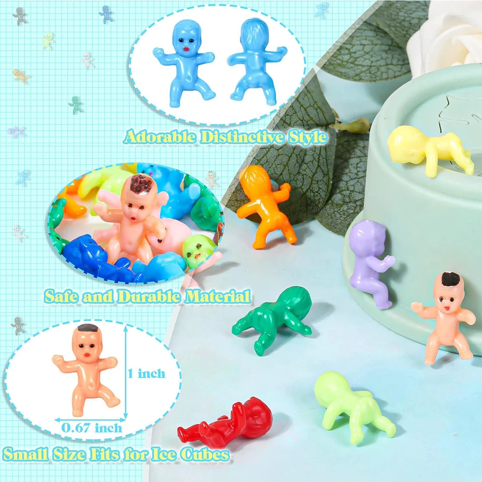 100 Pcs Mini Plastic Babies For Baby Shower Games - 1 Inch Figurines For King Cake, Ice Cube, My Water Broke Game