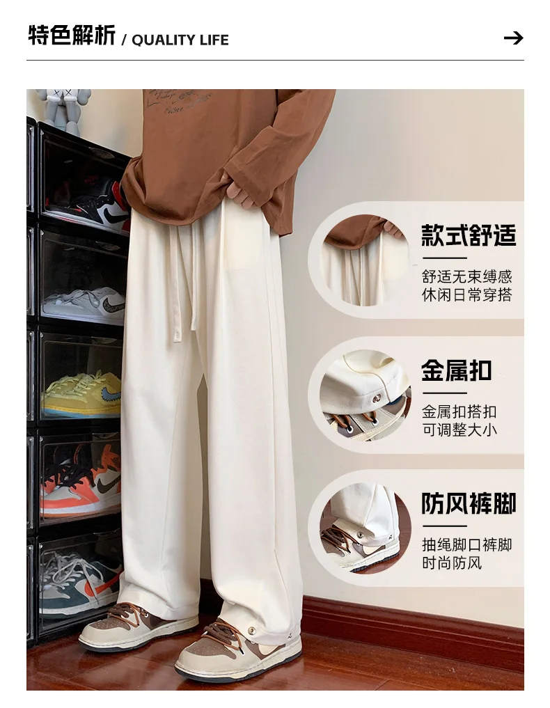 Description Picture 4 of itemAutumn New Casual Pants Men's Trendy Brand Wide Leg Knitted Loose Sports Versatile Guard Pants Men's