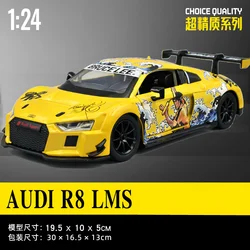 Enhanced Diecast Metal Sports Car with Sound and Light Features - Ideal Gift (AUDI R8 yellow)