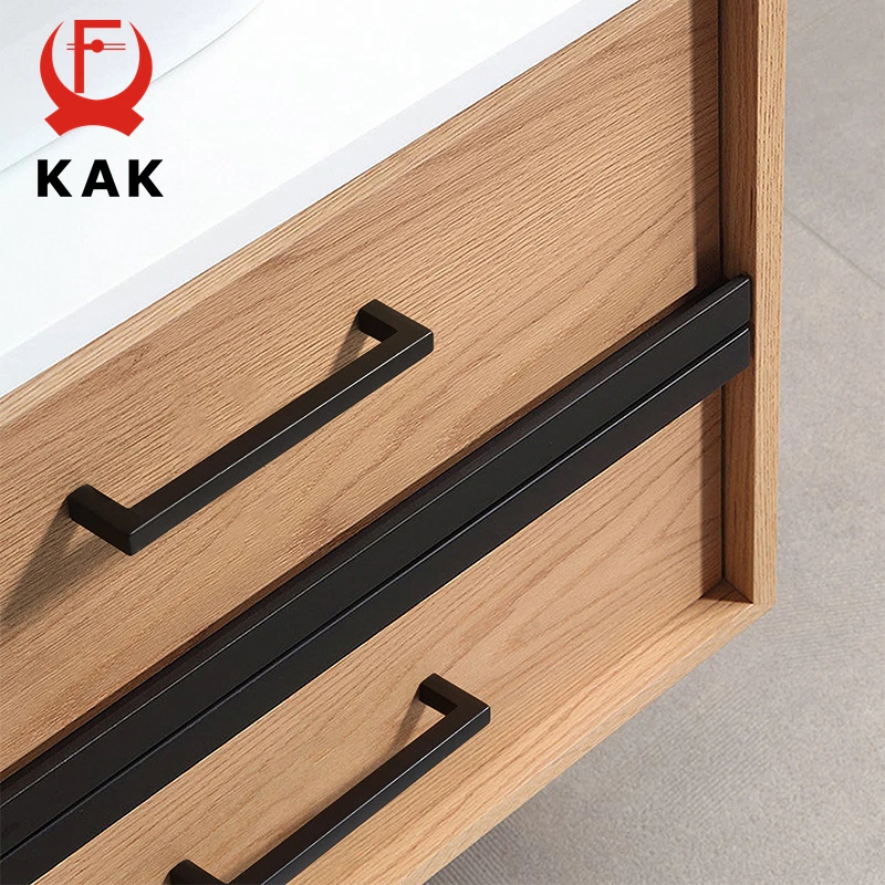 Furniture Knobs KAK Aluminum Alloy Black Furniture Handle Shoe Cabinet Knobs and Handles Kitchen Cupboard Door Pulls Furniture Door Hardware