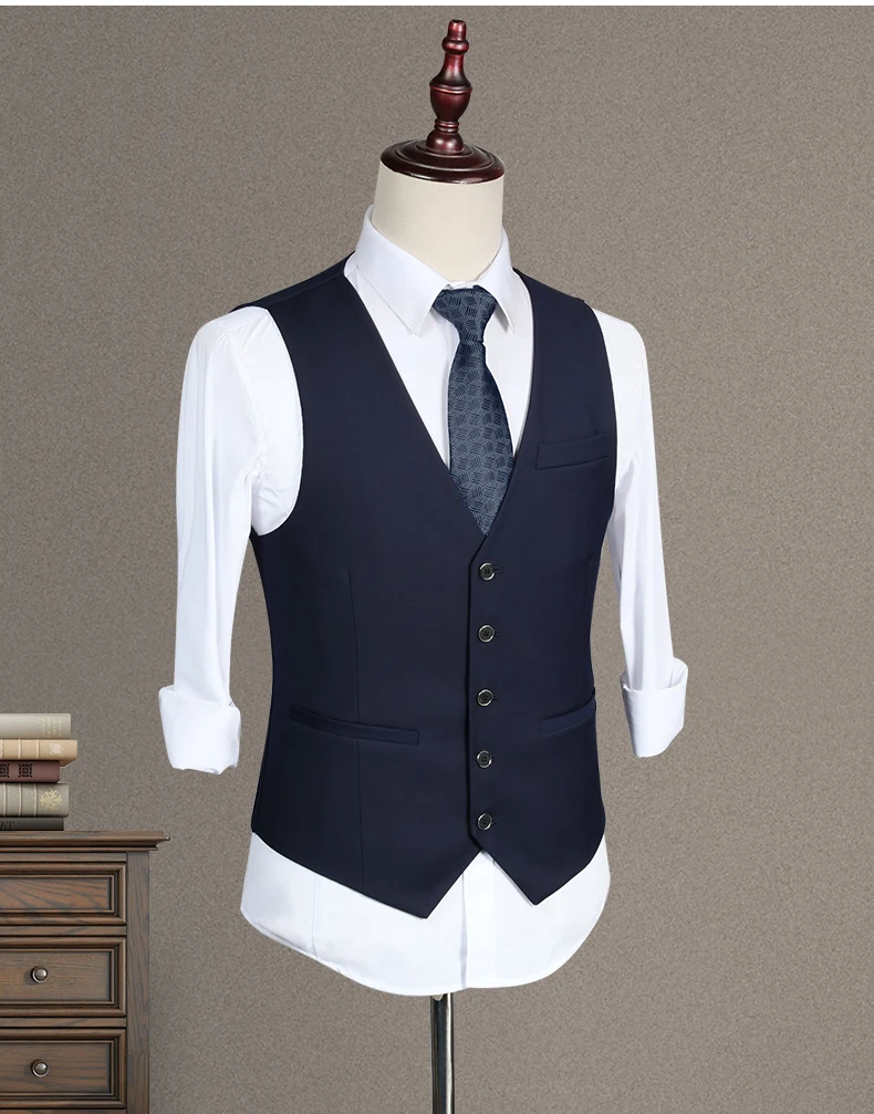 Suit vest men's spring and autumn business suit casual gray vest Korean slim plus size suit male tide