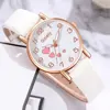 Gaiety 5PCS/Set Fashion Casual Women's Watch Pu Belt Quartz Watch Four Heart Dial Watch Daisy Bracelet Set Girl's Gift 4
