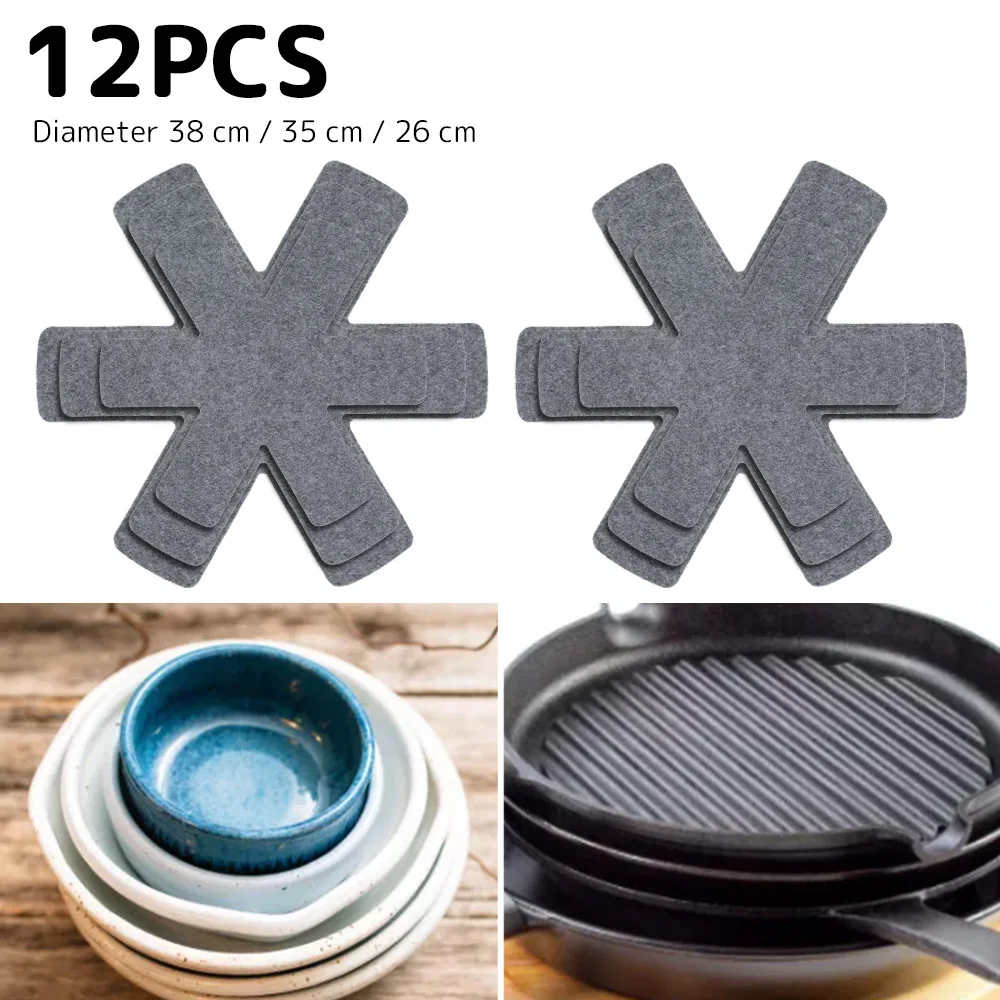 6 Protezioni Per Padelle In Feltro 38 Cm - Antigraffio E Antiscivolo Per Pentole E Ciotole - Proteggi I Tuoi Tegami In Cucina