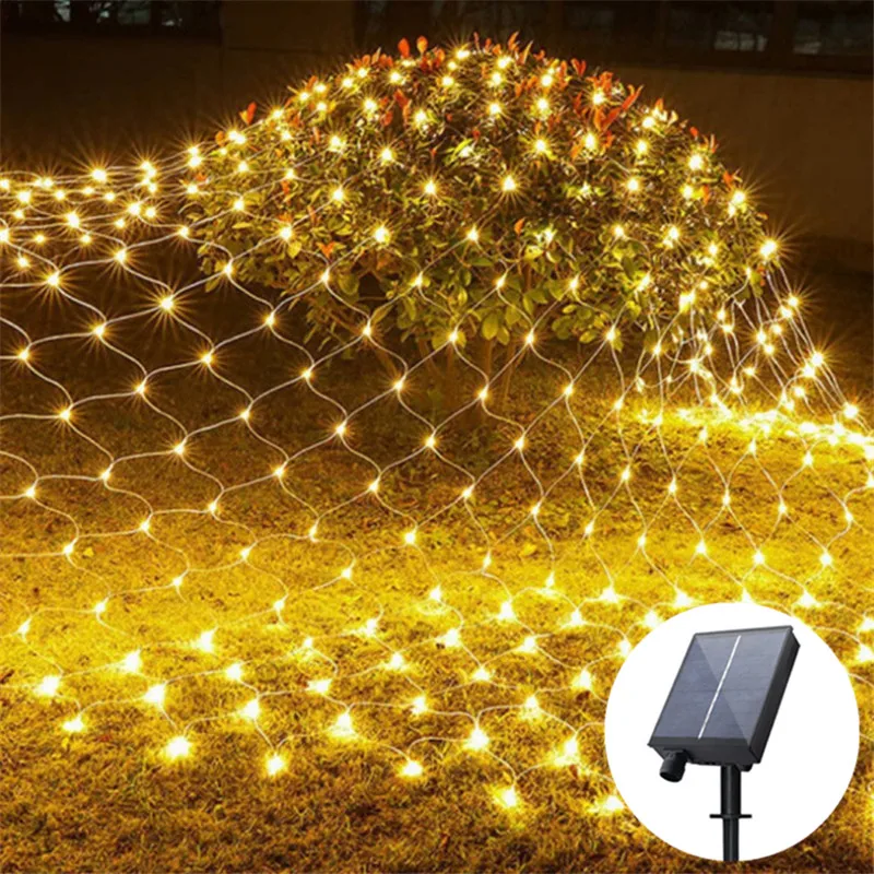 Solar Power Led Net String Lights Street Garlands Christmas Decorations Outdoor New Year Wedding Party Decor Fairy Garden Decor 160 pcs new year red envelope wedding decorations chinese envelopes paper lucky packet coated child