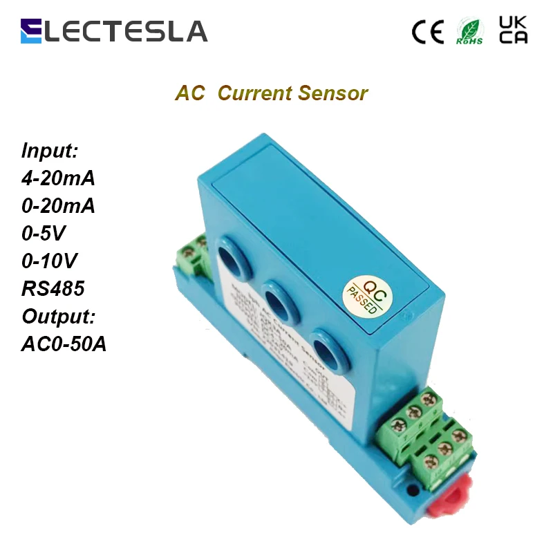 Sensore Di Corrente Hall A Nucleo Diviso Trifase Convertitore Di Segnale Analogico Ingresso Trasmettitore Di Corrente Ac 10A 30A 50A Uscita 4-20Ma 0-5