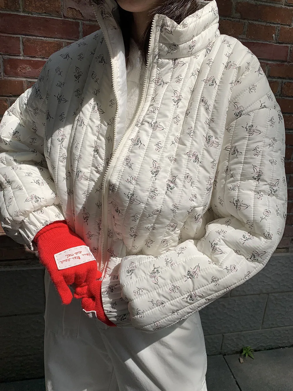 

Korean Loose Floral Print Short Jackets Women Winter Fashion Padded Coats Long Sleeved Female Y2k Quilted Coat Ins 2024 Japanese