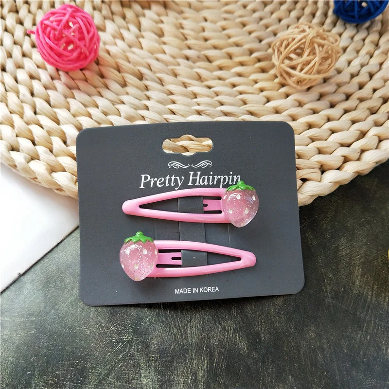 Nette Neue Funkelnde Erdbeere BB Clips Kinder Haarnadeln Kinder Kopfbedeckungen Elastische Haarbänder Mädchen Zubehör Baby Clips Kopfschmuck – Detail 7