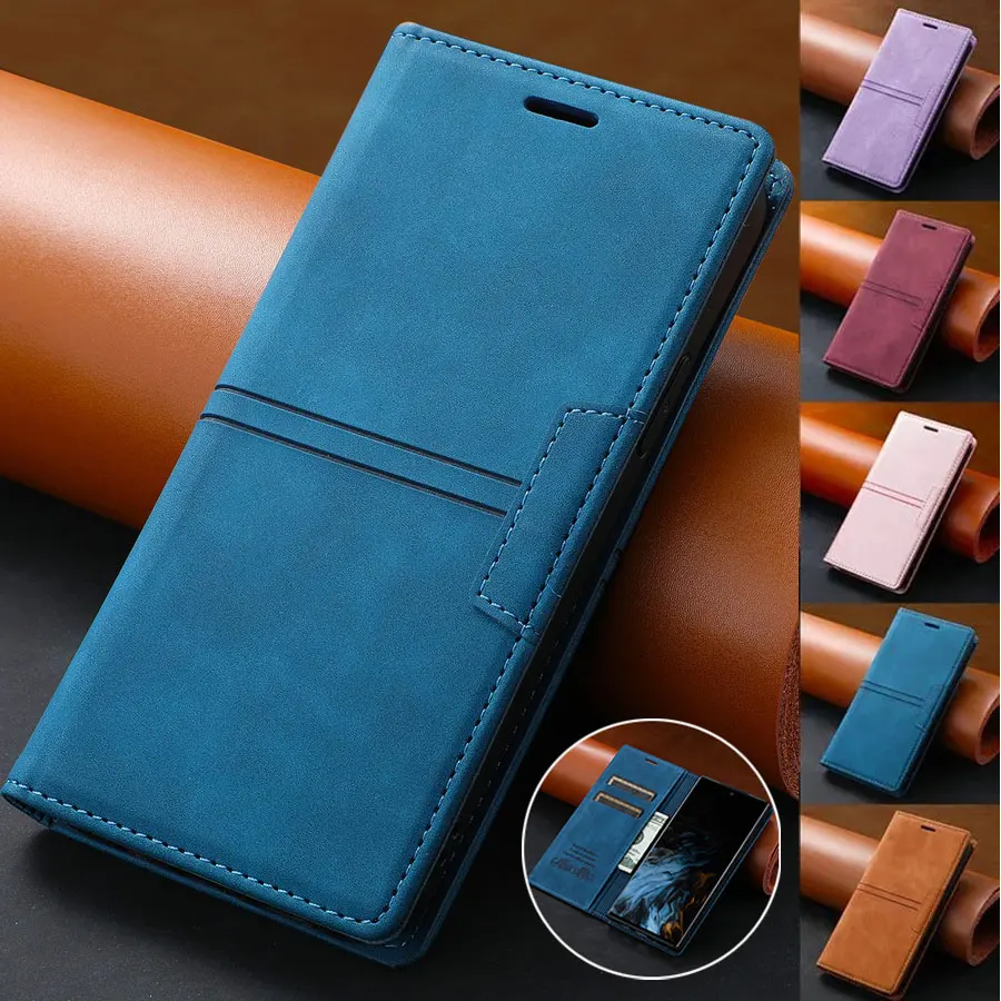 

Магнитный кожаный флип-чехол для Samsumg Galaxy S23 S22 S21 S20 Ultra Fe S10E S10 Lite S9 S8 Note 20 10 Plus 9, чехол-кошелек для карт
