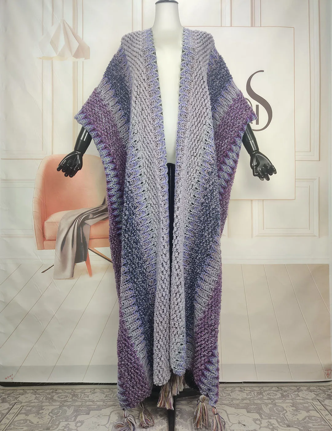 Winter Rich Women African Fashion Sweater Cardigans Fringe Poncho Oversize Fashion Lady Loose Long For Outfits Clothing