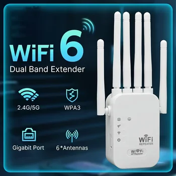 2.4G/5G WiFi Booster 1200Mbps Wireless WiFi Repeater WIFI Extender Network Amplifier 360° Full Coverage Signal for Office Home 1