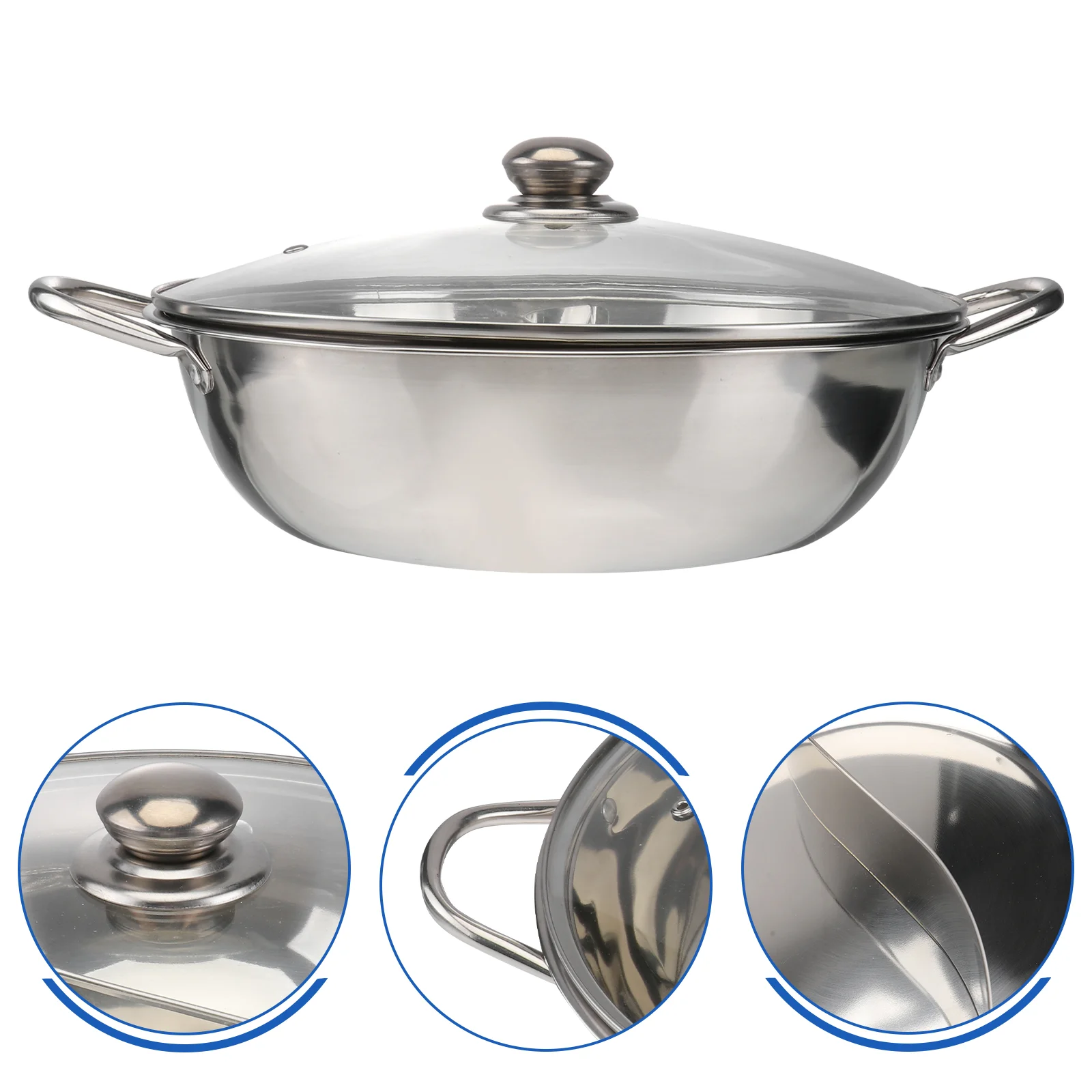 

Non Stick Frying Pans Hot Pot with Divider Cookware Cover Induction Cooker Stainless Steel