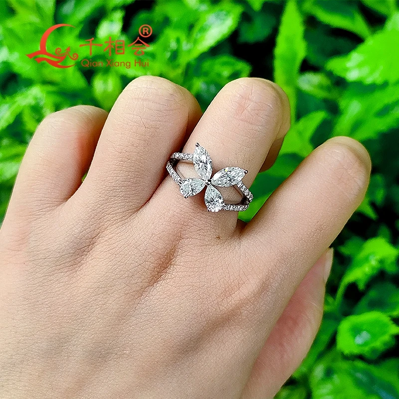 flower butterfly shape 12.2*14mm Sterling 925 Silver ring