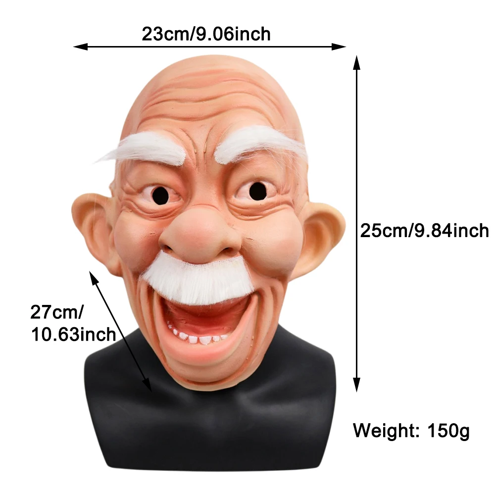 Latex Alte Mann Maske | Gruselige Großvater Maske Für Halloween & Cosplay | Realistische Falten & Altersflecken