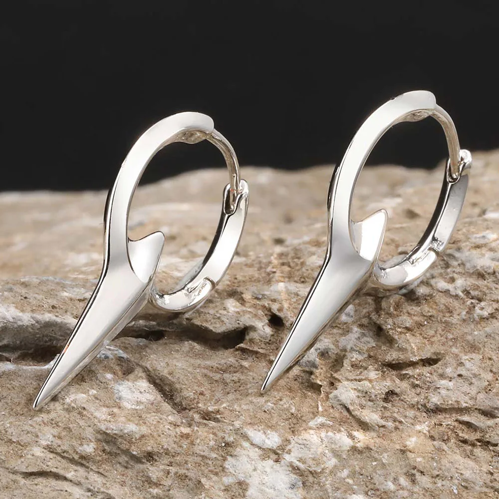 Vnox Personality Coole Herren-Creolen, silberfarbene Metall-Creolen, Punk-Hiphop-Piercing-Ohrschmuck