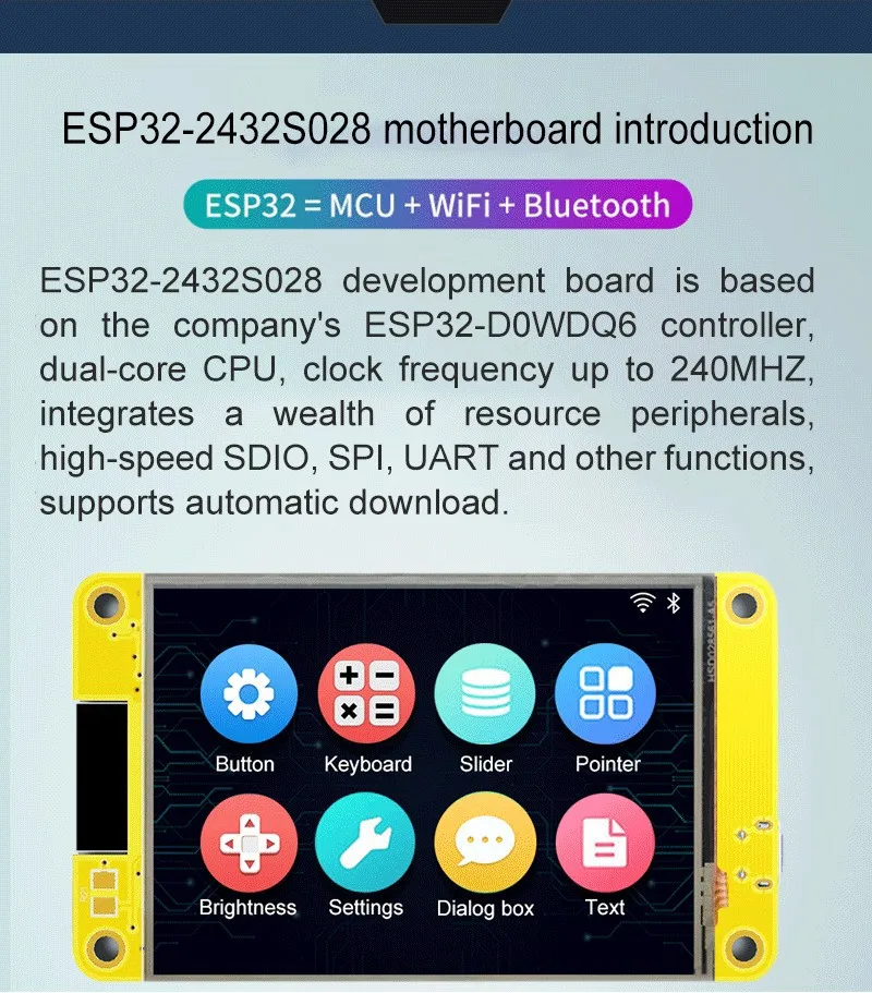 ESP32 akıllı ekran modülünün yan açı görünümü