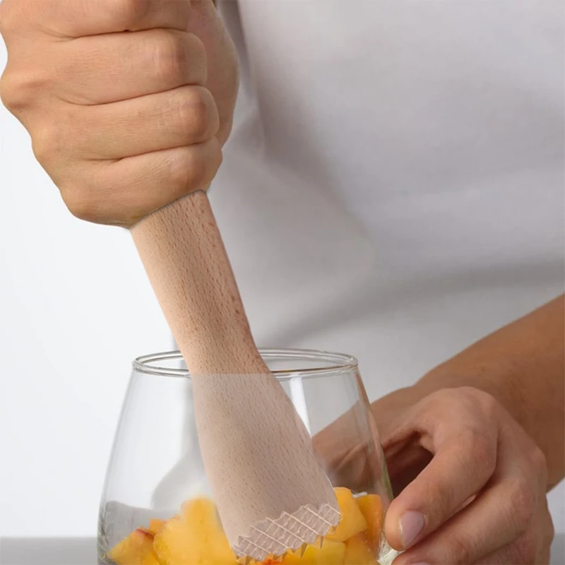 Wood Masher Multifunction Beech Wood Crushed Ice Hammer Crushed Popsicle Sticks Cocktail Ice Cube Crusher Fruit Muddle Pestles