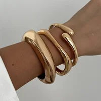 3 Styles Vintage Hip Hop métal manchette bracelets Punk or argent couleur géométrique printemps bracelets pour femme Bracelet hommes bijoux 2