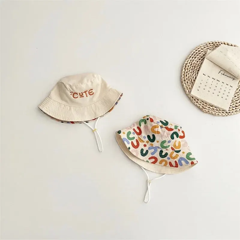 Double-Sided Baby Bucket Hat - Embroidered Fisherman Cap for Boys  Girls