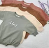 Embroidered Name Newborn Baby Girl Boy Solid Color Cotton Romper Infant Toddler Long Sleeve Jumpsuit Spring Hoodie Baby Clothes 1