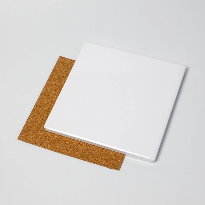 Sublimation Blank Ceramic Coaster Heat Round Insulation Coaster Non-Slip Cork Base Drink Absorbent Heat Mat Custom Logo