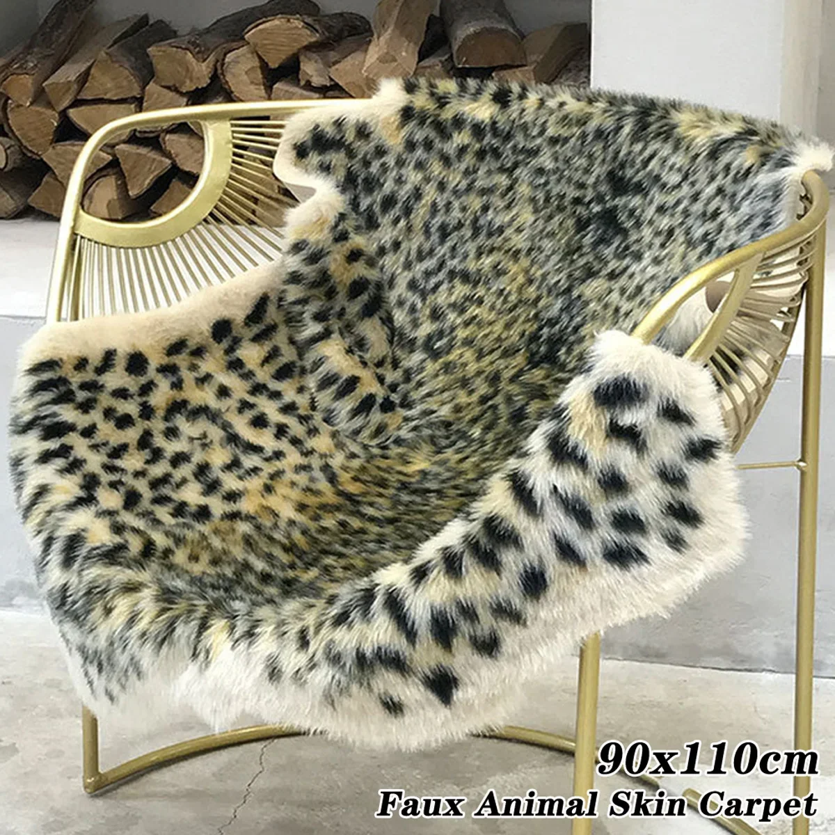 Leopard Print Rug Faux Cowhide Skin Carpet Animal Printed Furry Area Rug for Living Room Decor 90x110cm shaggy rugs