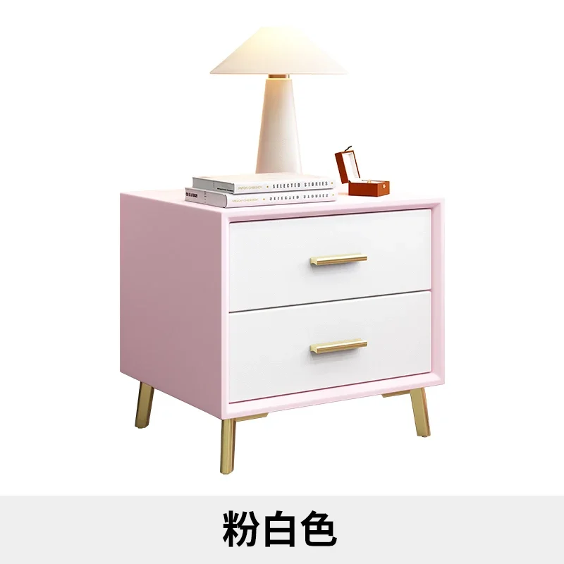 럭셔리 미니멀리스트 크림 스타일 모던 침대 옆 테이블, PU 가죽, 작은 나무 캐비닛, 미니 가구