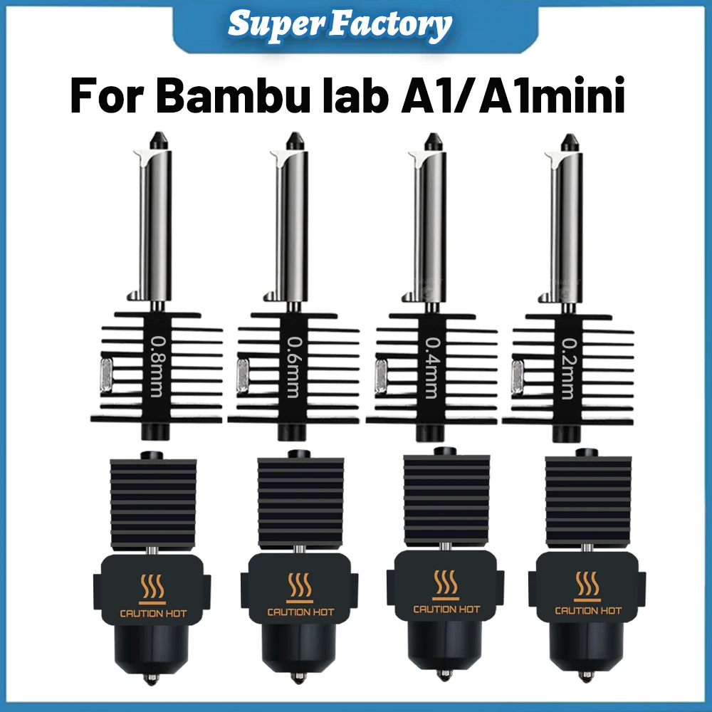 3d printer Assembly accessories Brass Hardened steel Hotend Kit For Bambu Lab A1/A1 mini 0.2/0.4/0.6/0.8MM Silicone Brush Nozzle