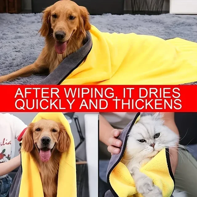 2PCS Quick Drying Dog And Cat Towels Soft Fiber Towels Absorbent Bath Towel Pet Bathrobe Convenient Cleaning Towel Pet Supplies 2