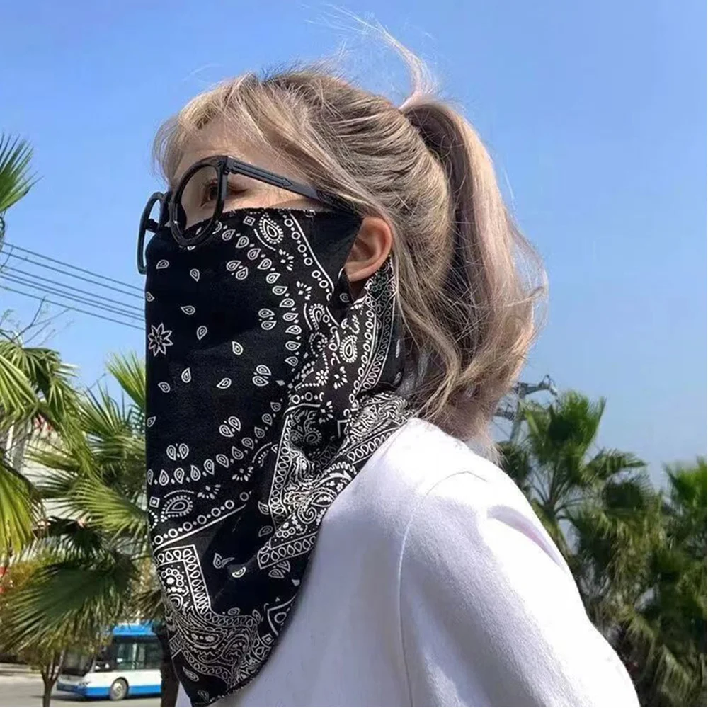 

Dustproof Riding Cover Fashion Anti-UV Half Face Cover Ear Hanging Breathable Neck Cover Summer Outdoor Cycling Bandana Scarf