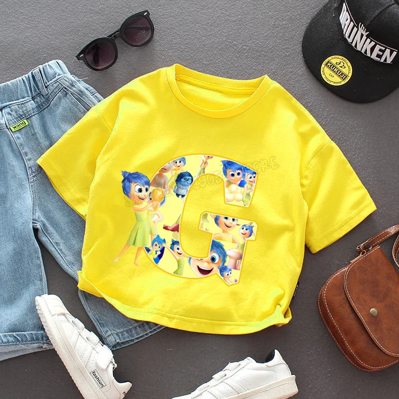 thumbnail image 1 of Camiseta con letras "Inside Out" para niños, playera con combinación de nombre, ropa informal Kawaii para niños, Tops Harajuku para niñas, regalo, 1 of 5