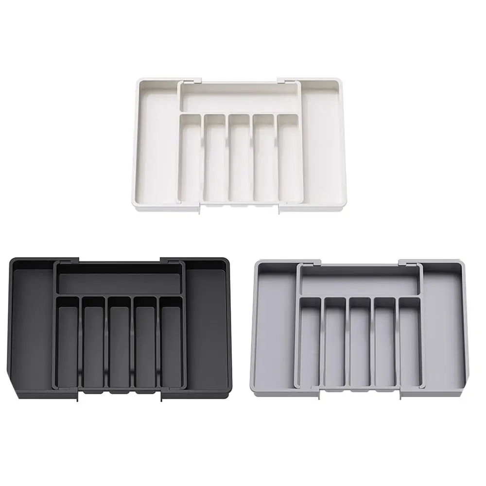 Expandable Utensil Tray Adjustable Plastic Silverware Organizer Spoons Forks Knives Cutlery Holder Kitchen Gadgets 5