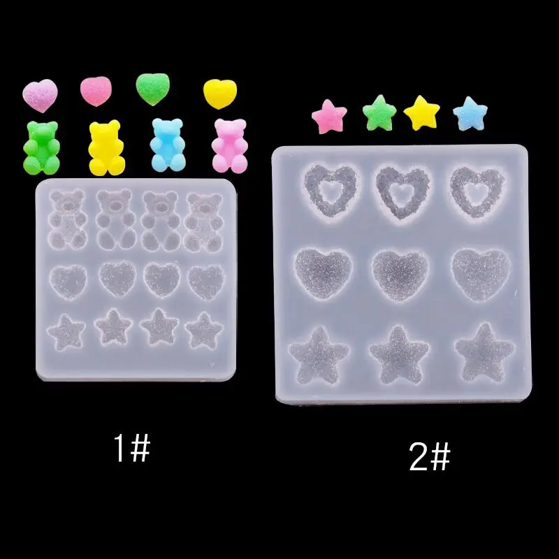 1pc 3d Bear Acrylic Mold For Nail Art Decorations Heart Silicone Star