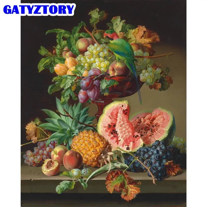 

GATYZTORY Рисование по номерам, холст, акриловая краска, подарок, домашний декор, Раскраска по номерам, фрукты, пейзаж, ручная роспись, искусство на стену