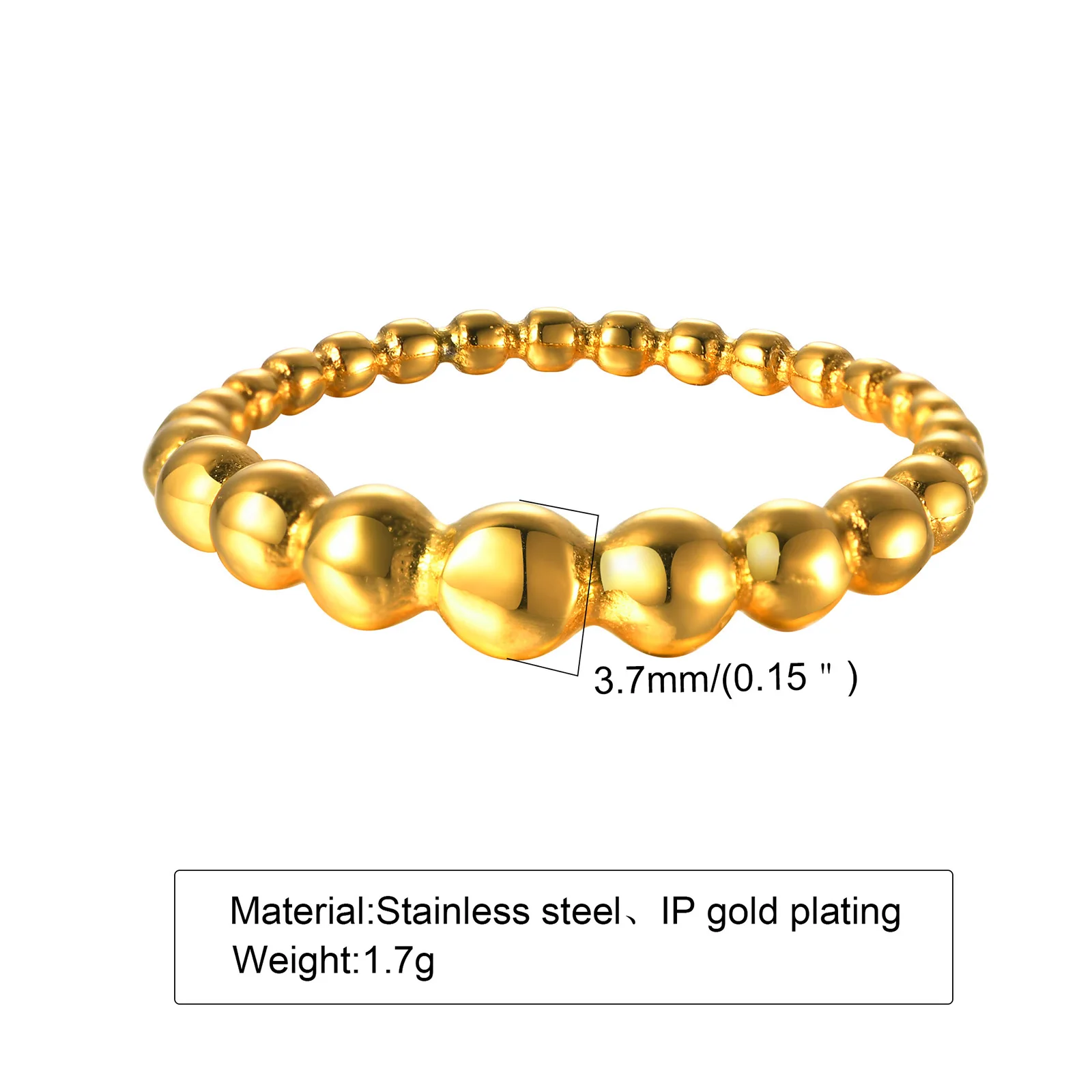 Dainty Beaded Ring Gold Filled ,chunky 
