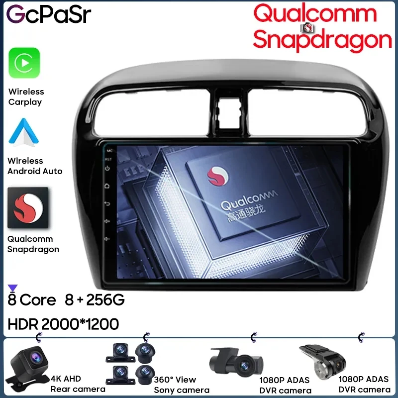 Qualcomm Car Radio Android Video For Mitsubishi Mirage 6 2012 - 2018 GPS Navigation Auto Stereo 5G Wifi Multimedia Player Dash