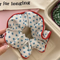Chic Floral Print Hair Scrunchies - Elegant Elastic Fabric Headwear (WHITE)