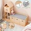 Kids Bookcase and Bookshelf with Reading Nook, Toy Storage Organizer for Kids, Oak Castle Wooden Bookcase with 3 Open Storage 4